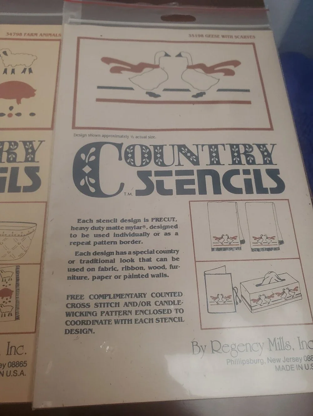 NOS Lot Of 4 Country Stencils Regency Mills Geese Farm Country Animals U.S.A